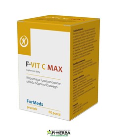 F-VIT C MAX zawiera witaminę C, witaminę D3 oraz cynk. 60 porcji. ForMeds