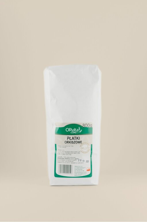 Płatki orkiszowe, grube, 800gr, Orvita