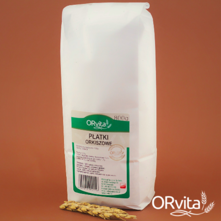 Płatki orkiszowe, grube, 800gr, Orvita