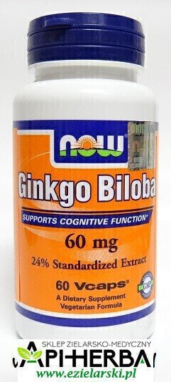 Ginkgo Biloba 60 mg, 60 kaops. NOW Foods (1)