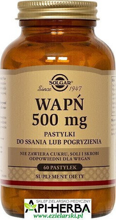 WAPŃ 500 mg do ssania, 60 pastylek. Solgar (1)