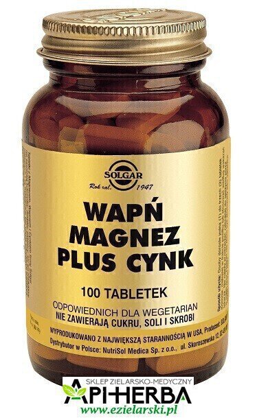 WAPŃ - MAGNEZ plus CYNK, 100 tabl. Solgar (1)