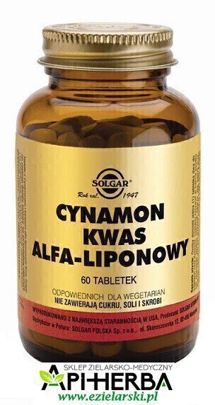 CYNAMON i KWAS alfa-liponowy, 60 tabl. Solgar (1)