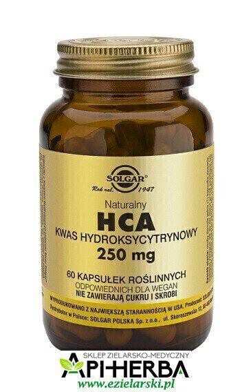 HCA Naturalny Kwas Hydroksycytrynowy 250 mg, 60 kaps. Solgar (1)