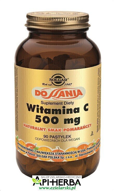 Witamina C 500 mg Pastylki do ssania o smaku pomarańczowym. 90 pastylek. Solgar (1)