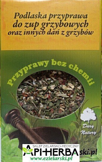 PODLASKA PRZYPRAWA DO ZUP GRZYBOWYCH oraz innych dań z grzybów 50g - Dary Natury (1)