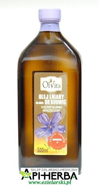 Olej lniany do diety dr Budwig 500 ml tłoczony na zimno nieoczyszczony (1)