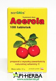 Acerola Natur C 500, 100 tabletek. Sanbios