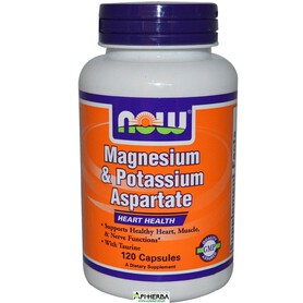 Magnesium & Potassium Aspartate 120kaps. Now Foods