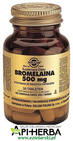 Bromelaina 500 mg 30 tabletek. Solgar (1)