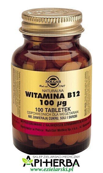 Naturalna Witamina B12 100 μg 100 tabletek. Solgar (1)