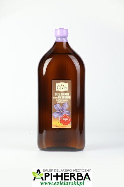 Olej lniany do diety dr Budwig 1000 ml (budwigowy) tłoczony na zimno nieoczyszczony (1)