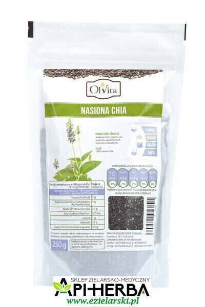 Nasiona Chia w opakowaniach po 250 g. Ol'Vita (1)